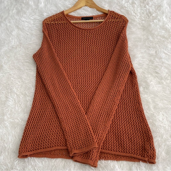 Sanctuary Open Knit Sweater Woman’s Small Burnt Orange Long Sleeve - Picture 5 of 8